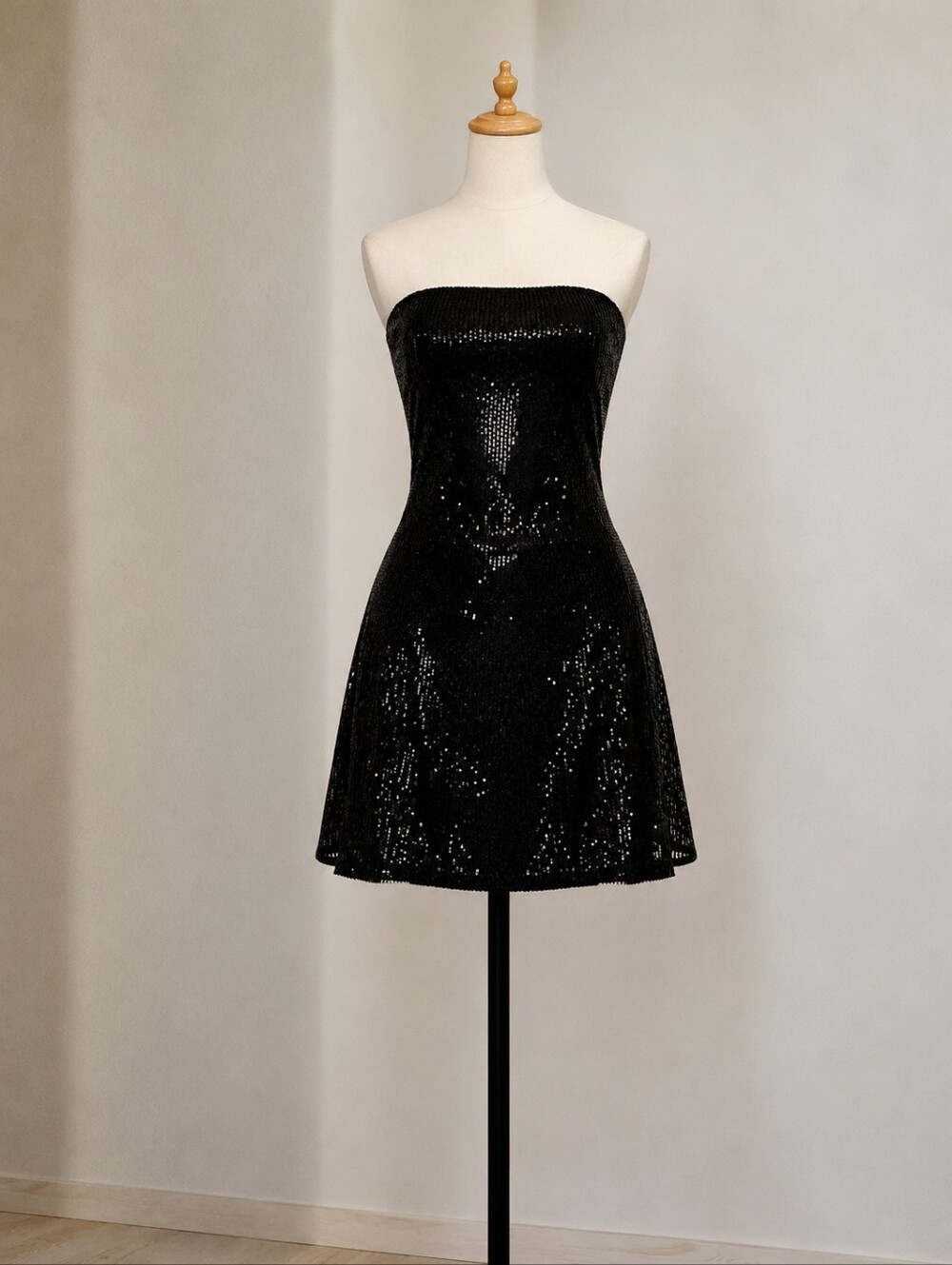 Maya Dress Strapless Black Sequin Mini Dress - Picture 2 of 3